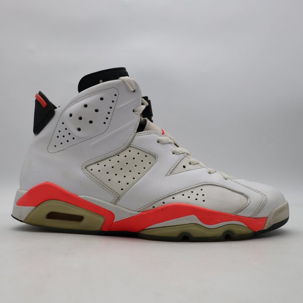 Nike Air Jordan Retro 6 Men's Size 10.5 White Red Infrared Sneaker 384664-123